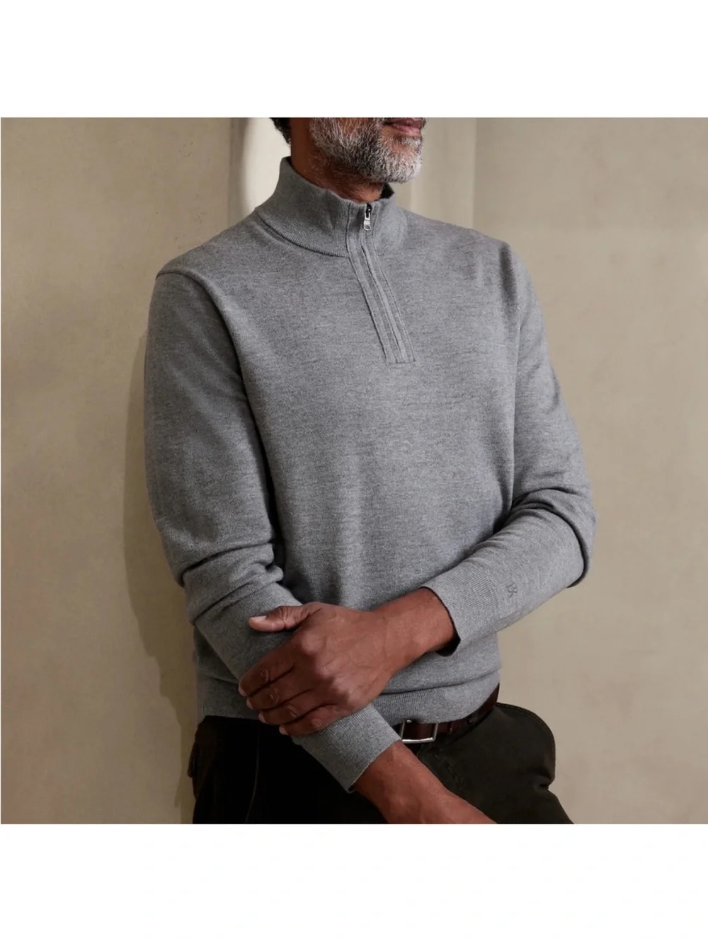 Banana Republic Gray Half-Zip Sweater